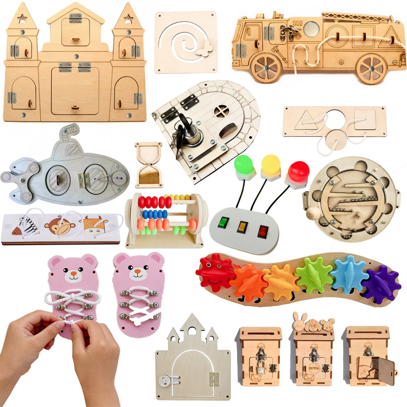 Montessori Wooden Busy Board Toddler - DIY Montessori Busy Board Wooden Accessories